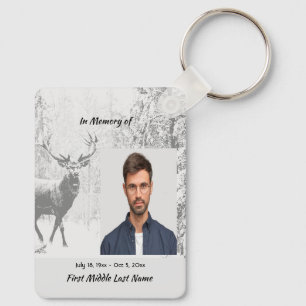 Porte-clés Memorial Photo Prayer Stag Deer Forest Winter Wild