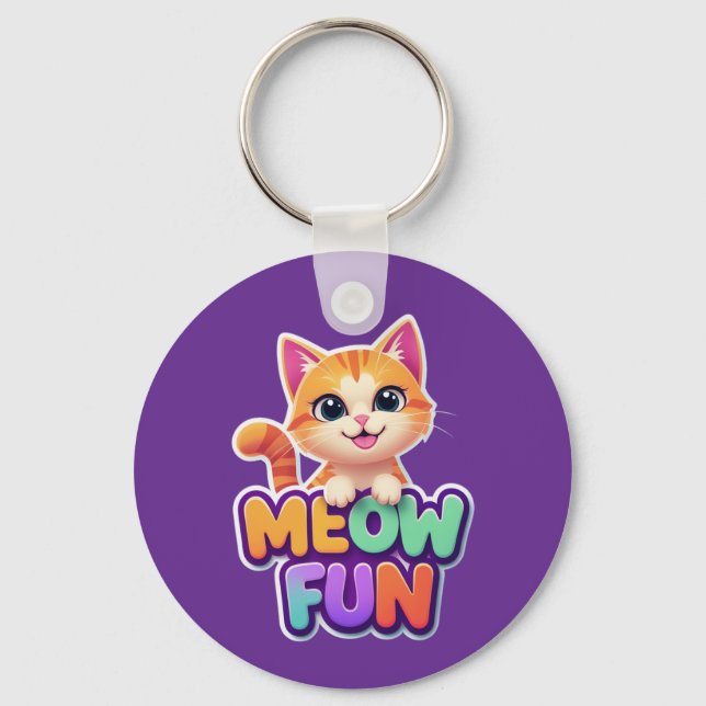 Porte-clés Meow Fun - Cute Smiling Cat Keychain (Recto)