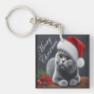 Porte-clés MeowChristmas British Shorthair Père Noël Cat