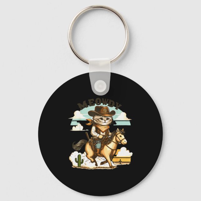 Porte-clés Meowdy Partner Cat Cowboy Horse Howdy Funny Countr (Recto)