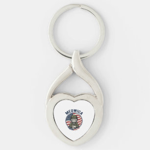 Porte-clés Meowica Chat Patriotique Chemise Gravure Vintage D