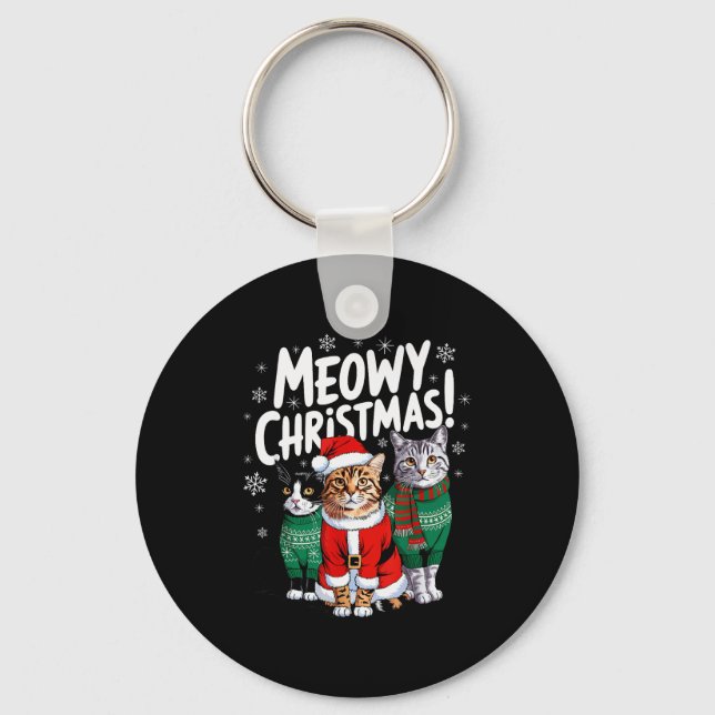 Porte-clés Meowy Christmas Funny Cat Christmas Holiday Xmas S (Recto)