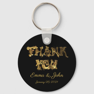 Porte-clés Merci Elégant Merci Typographie noir et or