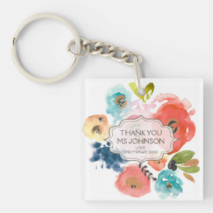 Porte-clés Merci Enseignant Fleurs Personnalisées Clé Cadea