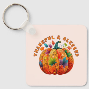 Porte-clés Merci et béni Citrouille d'automne