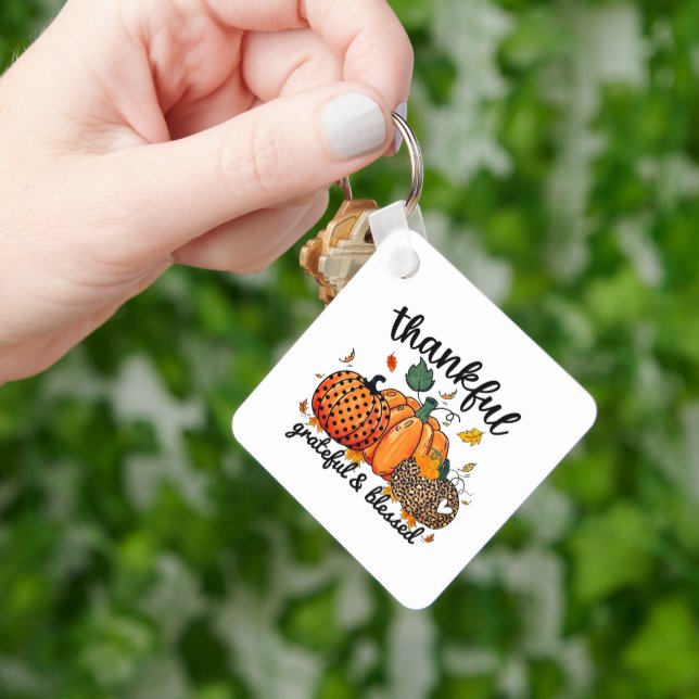 Porte-clés Merci gracieux béni Citrouille d'automne (main)