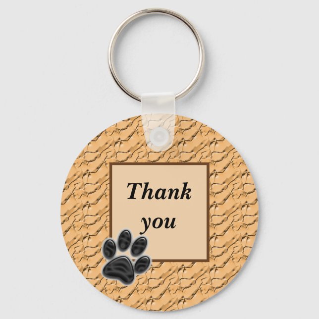Porte-clés Merci Pet Sitter Empreinte de patte Lumière Brown (Recto)