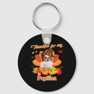 Porte-clés Merci pour mon chien Papillon Thanksgiving Je suis
