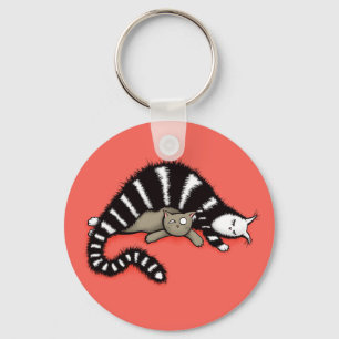Porte-clés Mère de chat protège son mignonne Kitty