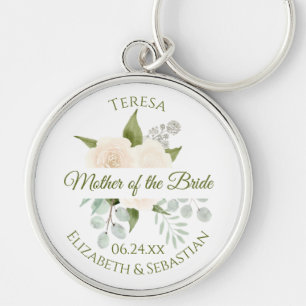 Porte-clés Mère de la Mariée Chic Ivory Peach Rose Mariage