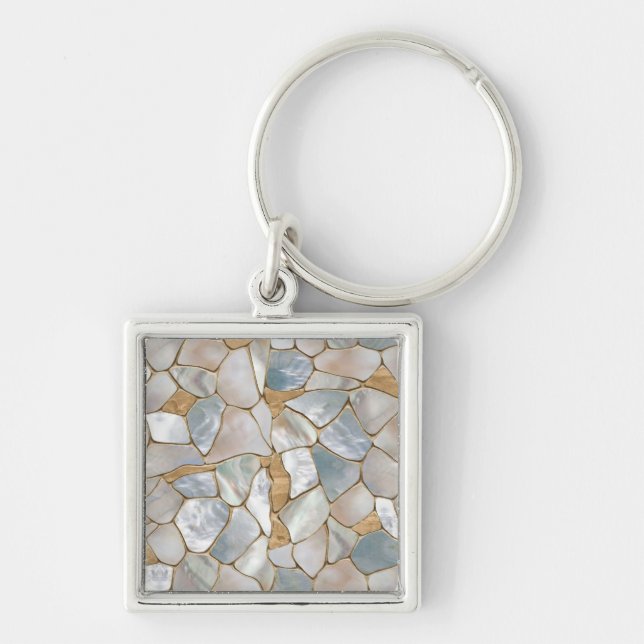 Porte-clés Mère de perle et de cellules d'or abstrait (Devant)