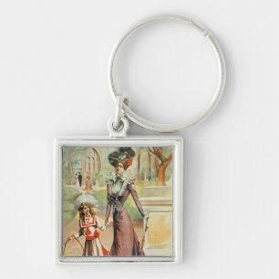 Porte-clés Mère et fille sur une promenade (litho de couleur