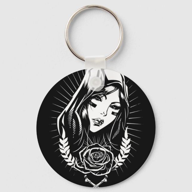 Porte-clés Mère Mary Chicano Art (Recto)