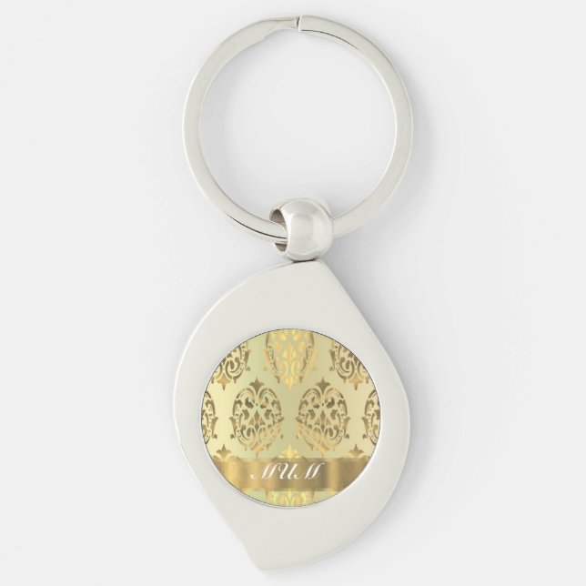 Porte-clés Mère personnalisée damas d'or (Devant)