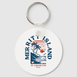 Porte-clés Merritt Island Floride Rétro Surfeur Plage Vintage