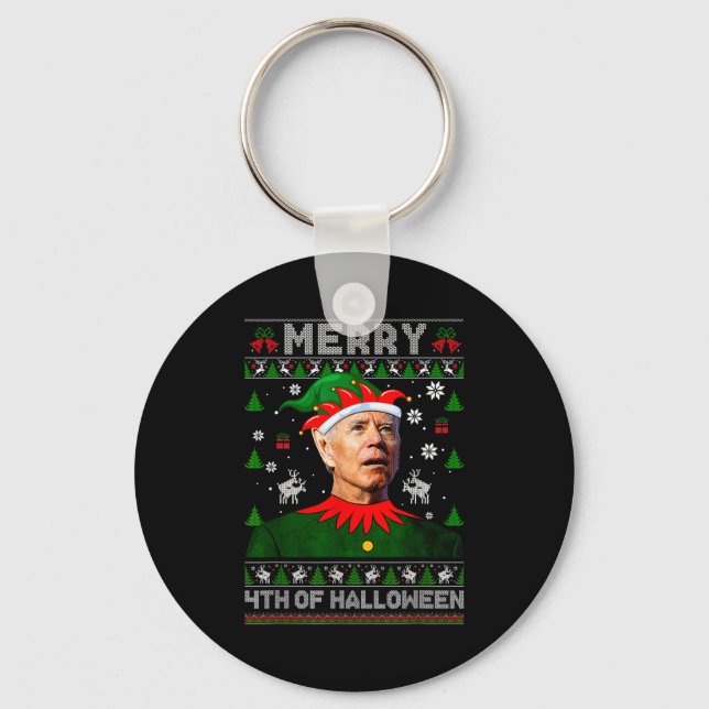 Porte-clés Merry 4th Of Halloween Joe Biden Christmas Ugly Sw (Recto)