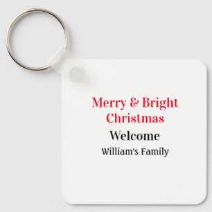 Porte-clés Merry Bright Christmas ajouter nom de famille bien