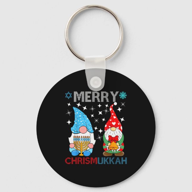 Porte-clés Merry Chrismukkah Funny Gnomes Christmas And Hanuk (Recto)