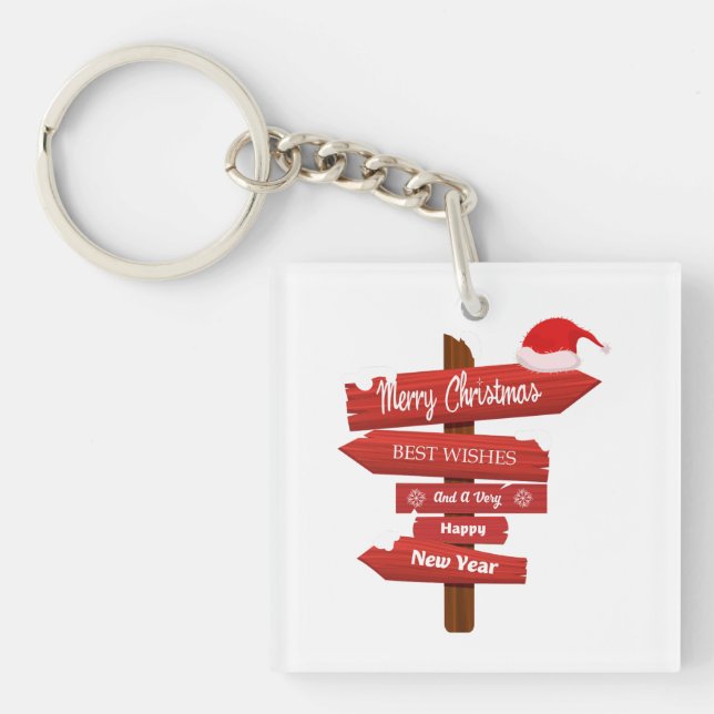 Porte-clés Merry Christmas and Happy New Year Wooden Arrows (Devant)