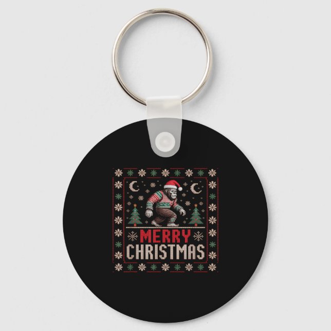 Porte-clés Merry Christmas Bigfoot Funny Ugly Sweater Art  (Recto)