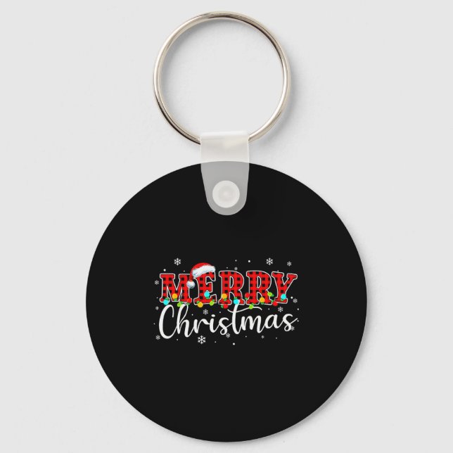 Porte-clés Merry Christmas Buffalo Plaid Red Santa Family Xma (Recto)