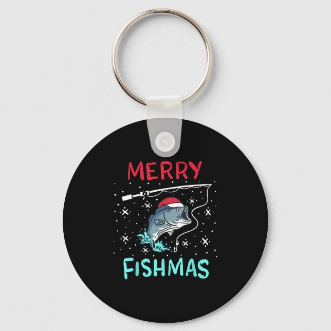 Porte-clés Merry Christmas Fishmas Funny Fishing Fish Gift Pr (Recto)