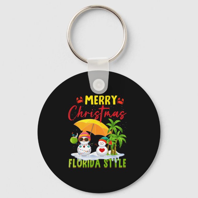 Porte-clés Merry Christmas Florida Style Snowman Summer Vacat (Recto)