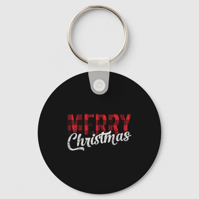 Porte-clés Merry Christmas Gift Family Xmas Red Buffalo Plaid (Recto)