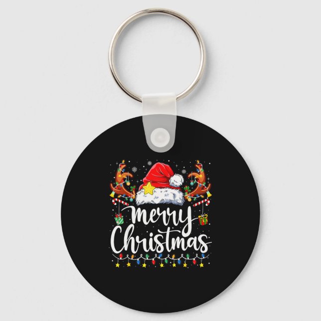 Porte-clés Merry Christmas Lights Red Santa Hat Xmas Family M (Recto)