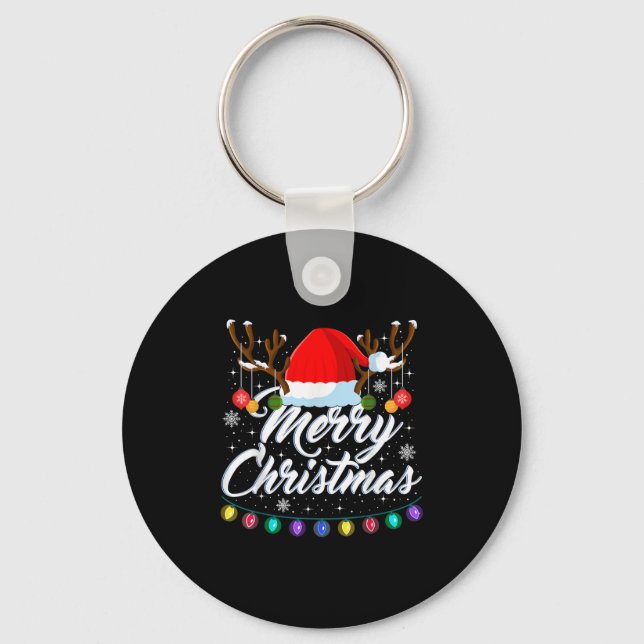 Porte-clés Merry Christmas Red Santa Hat Reindeer Xmas Matchi (Recto)