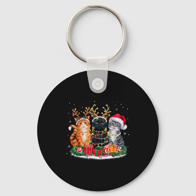 Porte-clés Merry Christmas Santa Cat Light Gorgeous Reindeer  (Recto)