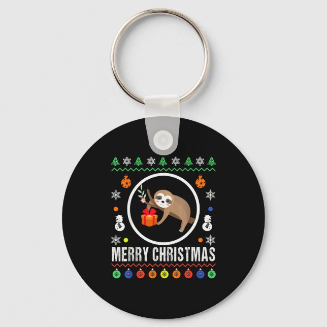 Porte-clés Merry Christmas Sloth Ugly Sweater Xmas Knit Sloth (Recto)