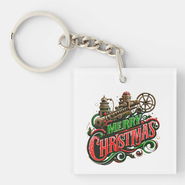 Porte-clés Merry Christmas steampunk (Devant)