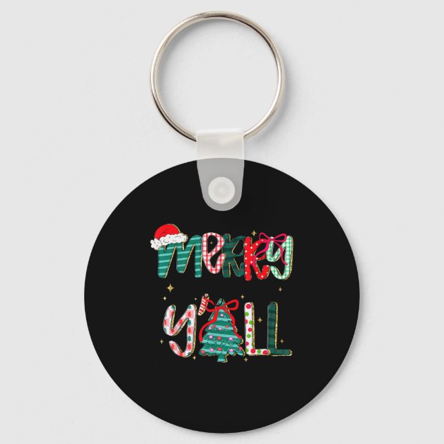 Porte-clés Merry Christmas Y’all Southern Christmas Tree Girl (Recto)