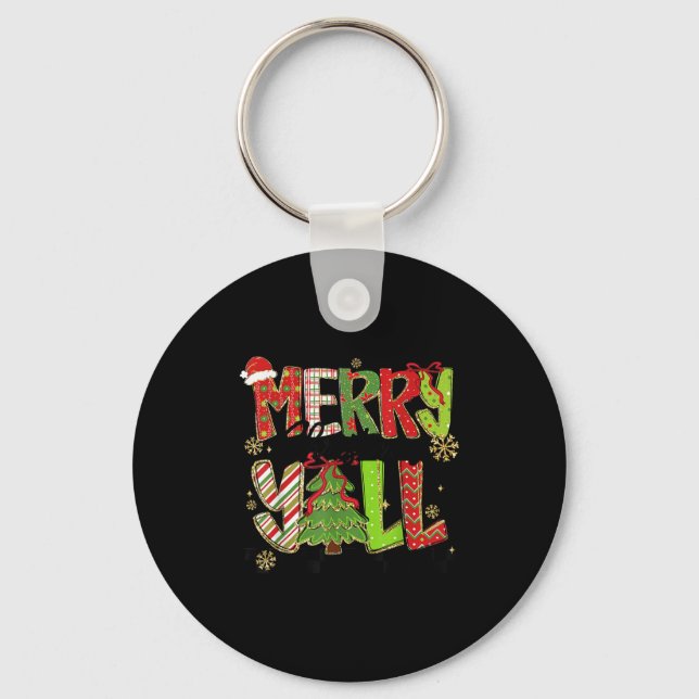 Porte-clés Merry Christmas Y’all Southern Christmas Tree Girl (Recto)