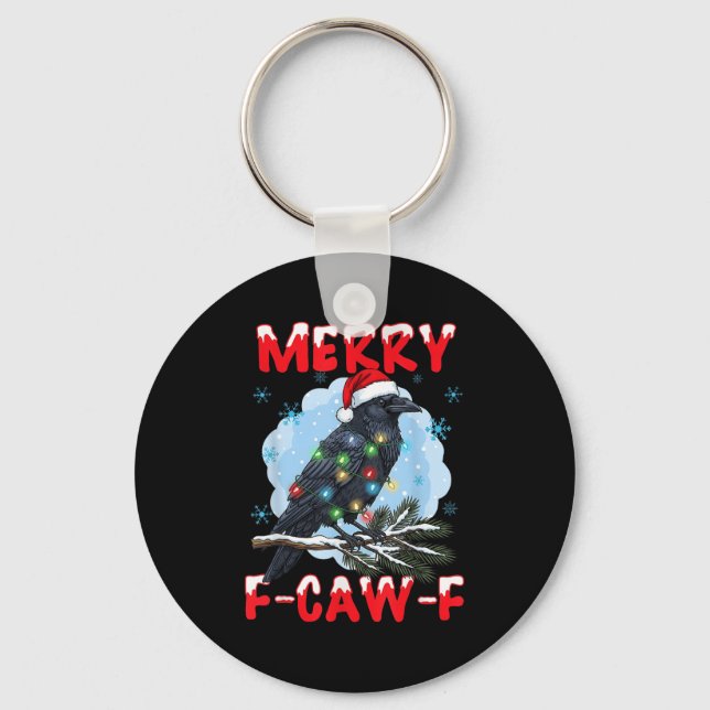 Porte-clés Merry F-caw-f Crow Christmas Snowflake Xmas Lights (Recto)
