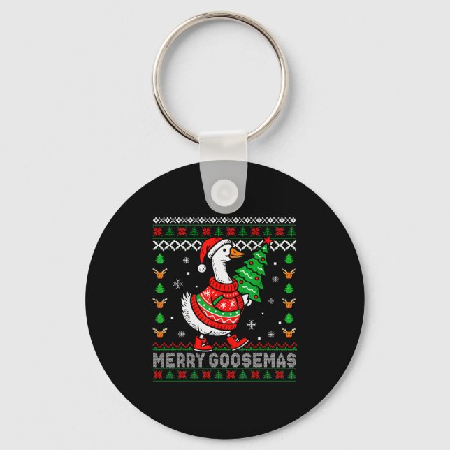 Porte-clés Merry Goosemas Christmas Funny Family Ugly Xmas Me (Recto)