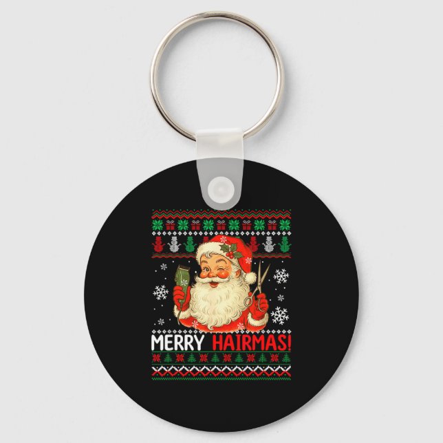 Porte-clés Merry Hairmas Christmas Sweater Santa Hairstylist  (Recto)