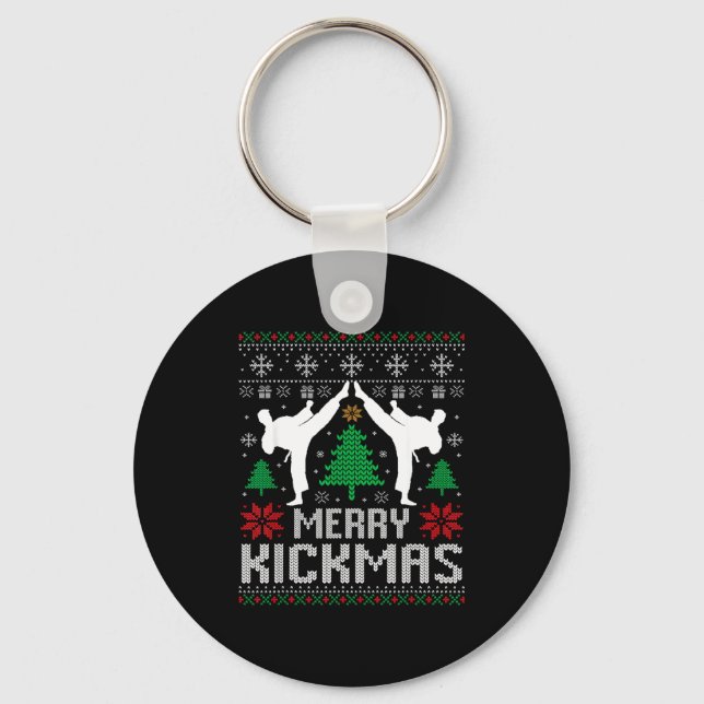 Porte-clés Merry Kickmas Karate Jiu Jitsu Ugly Christmas Xmas (Recto)