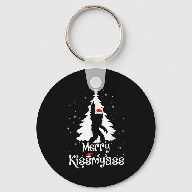 Porte-clés Merry Kissmy Funny Bigfoot Yeti Sasquatch Christma (Recto)