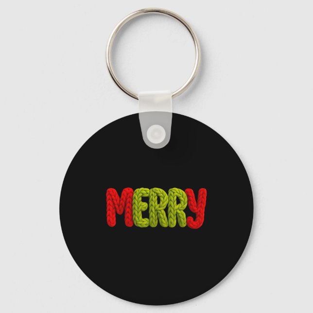 Porte-clés Merry Knitted Letters Crochet Xmas Pajamas Holiday (Recto)