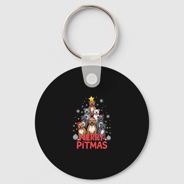 Porte-clés Merry Pitmas Pitbull Dog Ugly Christmas Sweater Tr (Recto)