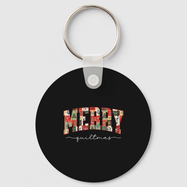Porte-clés Merry Quiltmas Patchwork Quilters Knitting Sewing  (Recto)