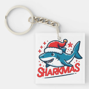 Porte-clés Merry Sharkmas, Christmas Shark, Funny Shark Xmas