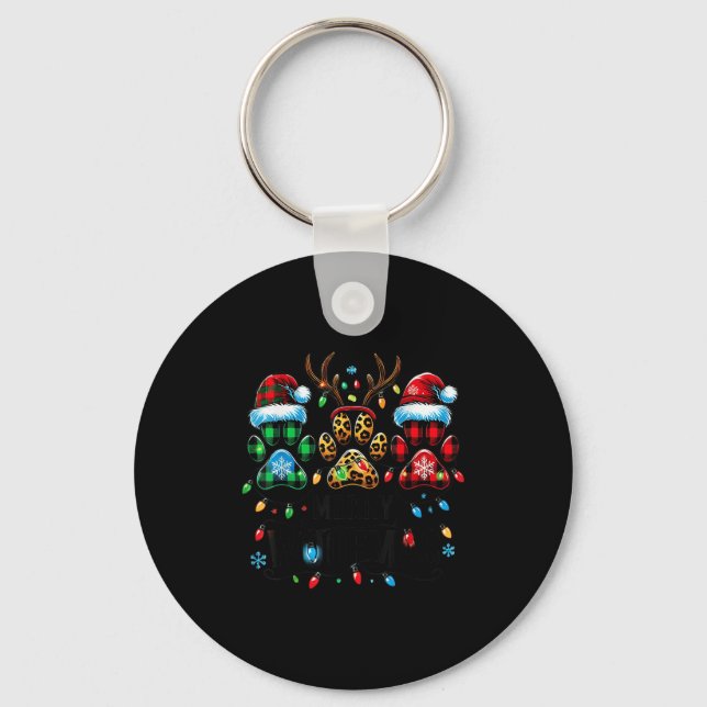 Porte-clés Merry Woofmas Christmas Dog Paws Lights Buffalo Pl (Recto)