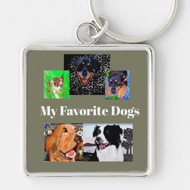 Porte-clés Mes chiens préférés Créez votre propre 5 place (Devant)