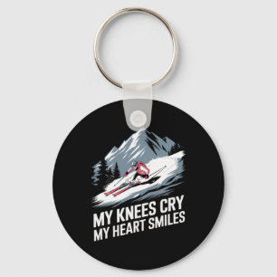Porte-clés Mes genoux pleurent mon cœur sourit Ski alpin 