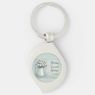 Porte-clés Metal Keychain Gorgeous Cotton Flowers Farmhouse 