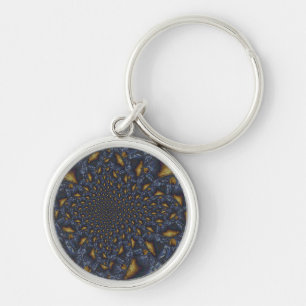 Porte-clés Métal Moulé or et argent bleu