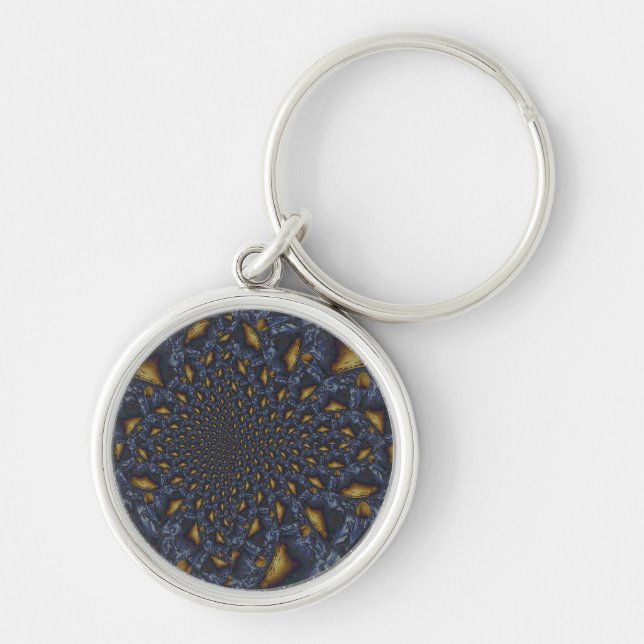 Porte-clés Métal Moulé or et argent bleu (Devant)